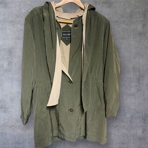 VTG Gallery Hooded Parka Jacket Women’s XS Olive Green Lightweight Utility Coat